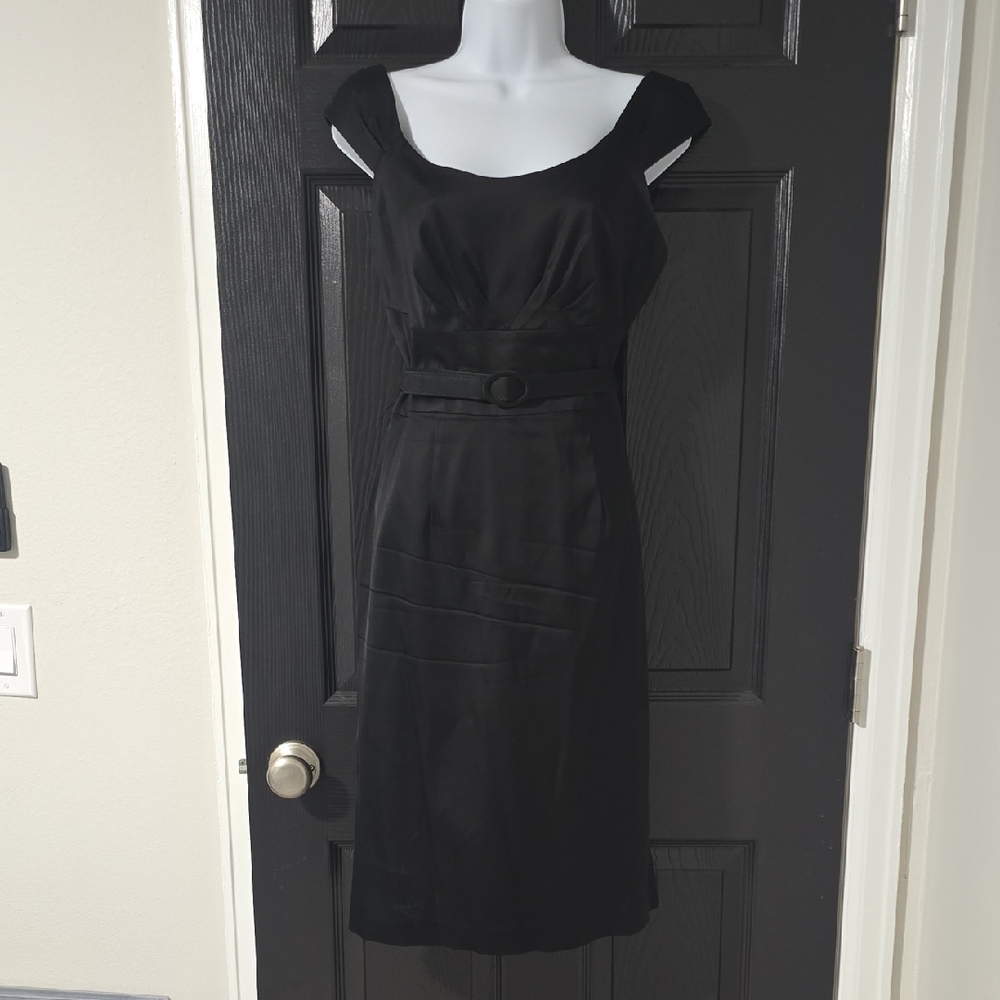 White House Black Market Black Midi Belted Dress